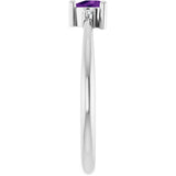 Trillion Amethyst Accented Ring with Diamond Accents in Platinum