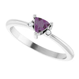 Trillion Lab-Grown Alexandrite & Diamond Ring in White Gold