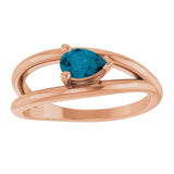 Pear London Blue Topaz Negative Space Ring in Gold