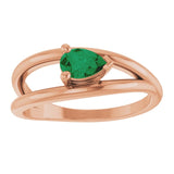 Pear Lab-Grown Emerald Negative Space Ring in Rose Gold