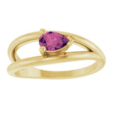 Pear Pink Tourmaline Negative Space Ring in Yellow Gold