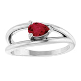 Pear Lab-Grown Ruby Negative Space Ring in White Gold