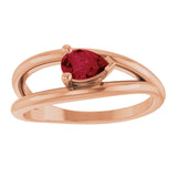 Pear Lab-Grown Ruby Negative Space Ring in Rose Gold