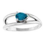 Pear London Blue Topaz Negative Space Ring in White Gold