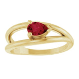 Pear Lab-Grown Ruby Negative Space Ring in Yellow Gold