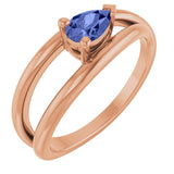 Pear Tanzanite Negative Space Ring in Rose Gold