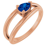 Pear Lab-Grown Blue Sapphire Negative Space Ring in Rose Gold