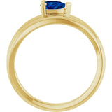 Pear Lab-Grown Blue Sapphire Negative Space Ring in Yellow Gold