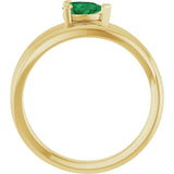 Pear Lab-Grown Emerald Negative Space Ring in Yellow Gold
