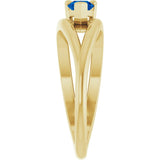 Pear Lab-Grown Blue Sapphire Negative Space Ring in Yellow Gold