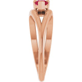 Pear Lab-Grown Ruby Negative Space Ring in Rose Gold