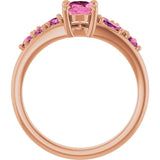 Oval Lab-Grown Pink Sapphire Multi Stone Ring in Gold and Platinum