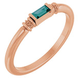 Straight Baguette Lab-Grown Alexandrite Ring in Rose Gold