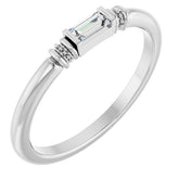 Straight Baguette Lab-Grown Moissanite Stackable Ring in Platinum
