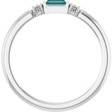 Straight Baguette Lab-Grown Alexandrite Stackable Ring in Platinum
