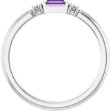 Straight Baguette Lab-Grown Purple Sapphire Stackable Ring