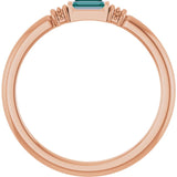 Straight Baguette Lab-Grown Alexandrite Ring in Rose Gold
