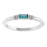 Straight Baguette Lab-Grown Alexandrite Stackable Ring in Platinum