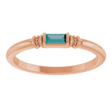 Straight Baguette Lab-Grown Alexandrite Ring in Rose Gold