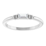 Straight Baguette Lab-Grown Moissanite Ring in White Gold