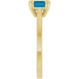 Emerald London Blue Topaz Solitaire Ring in Yellow Gold