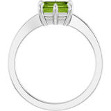 Emerald Peridot Solitaire Ring in Gold and Platinum