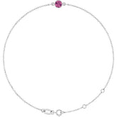 1-Stone Natural Pink Tourmaline & Round Bezel-Set Link Bracelet In Set