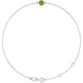 1-Stone Natural Peridot & Round Bezel-Set Link Bracelet In Set