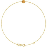 1-Stone Natural Citrine & Round Bezel-Set Link Bracelet In Set