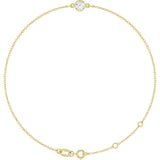 1-Stone Natural White Sapphire & Round Bezel-Set Link Bracelet In Set