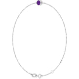 1-Stone Natural Amethyst & Round Bezel-Set Link Bracelet In Set