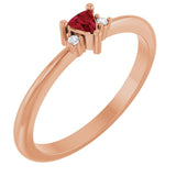 Trillion Ruby Accented Ring with Diamond Accents in Rose Gold