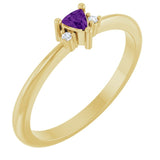 Trillion Amethyst & Diamond Accented Ring in Yellow Gold | 3x3x3mm