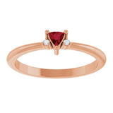Trillion Ruby Accented Ring with Diamond Accents in Rose Gold