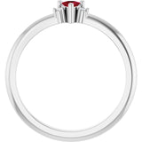 Trillion Lab-Grown Ruby Accented Ring with Diamond Accents in Platinum