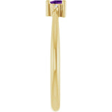 Trillion Amethyst & Diamond Accented Ring in Yellow Gold | 3x3x3mm