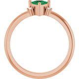 Trillion Lab-Grown Emerald & Diamond Accented Ring in Rose Gold