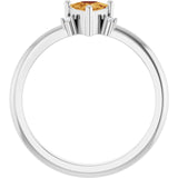 Trillion Citrine Accented Ring with Diamond Accents in Platinum