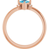Trillion Aquamarine & Diamond Accented Ring in Rose Gold | 5x5x5mm