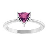 Trillion Pink Tourmaline & Diamond Accented Ring in Platinum | 5x5x5mm