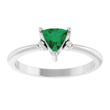 Trillion Lab-Grown Emerald & Diamond Accented Ring in Platinum
