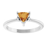 Trillion Citrine Accented Ring with Diamond Accents in Platinum