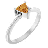 Trillion Citrine Accented Ring with Diamond Accents in Platinum