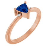 Trillion Blue Sapphire Accented Ring with Diamond Accents in Gold