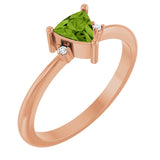 Trillion Peridot Accented Ring with Diamond Accents in Gold