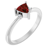 Trillion Mozambique Garnet & Diamond Accented Ring in Platinum