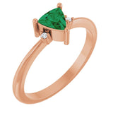 Trillion Lab-Grown Emerald & Diamond Accented Ring in Rose Gold