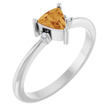 Trillion Citrine Accented Ring with Diamond Accents in Platinum