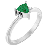 Trillion Lab-Grown Emerald & Diamond Accented Ring in Platinum