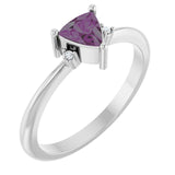Trillion Lab-Grown Alexandrite & Diamond Ring in Gold and Platinum